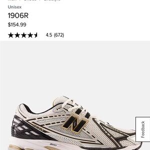 New Balance 1906R White Black Gold Sneakers